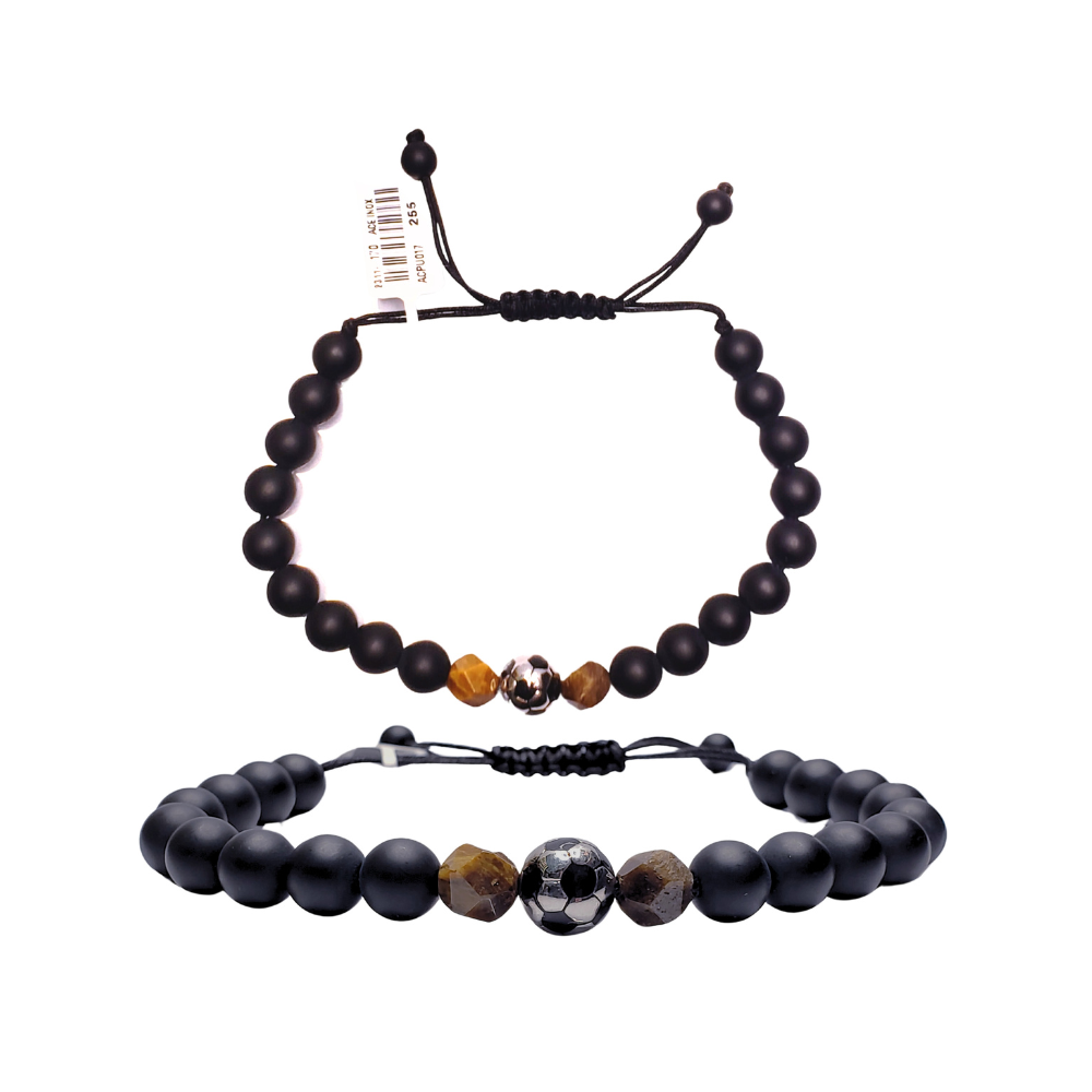 Pulsera de hombre - De piedra natural ajustable con diseño de pelota