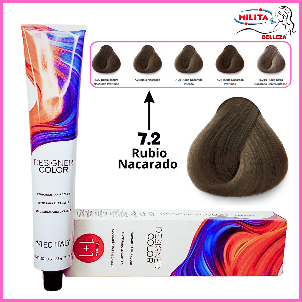 Tintes - Tinte Tec Italy Designer Color 7.2 Rubio Nacarado 90ml