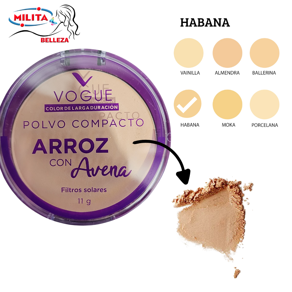 Polvo - Polvo Compacto Con Arroz con Avena Tono Habana Vogue 11g