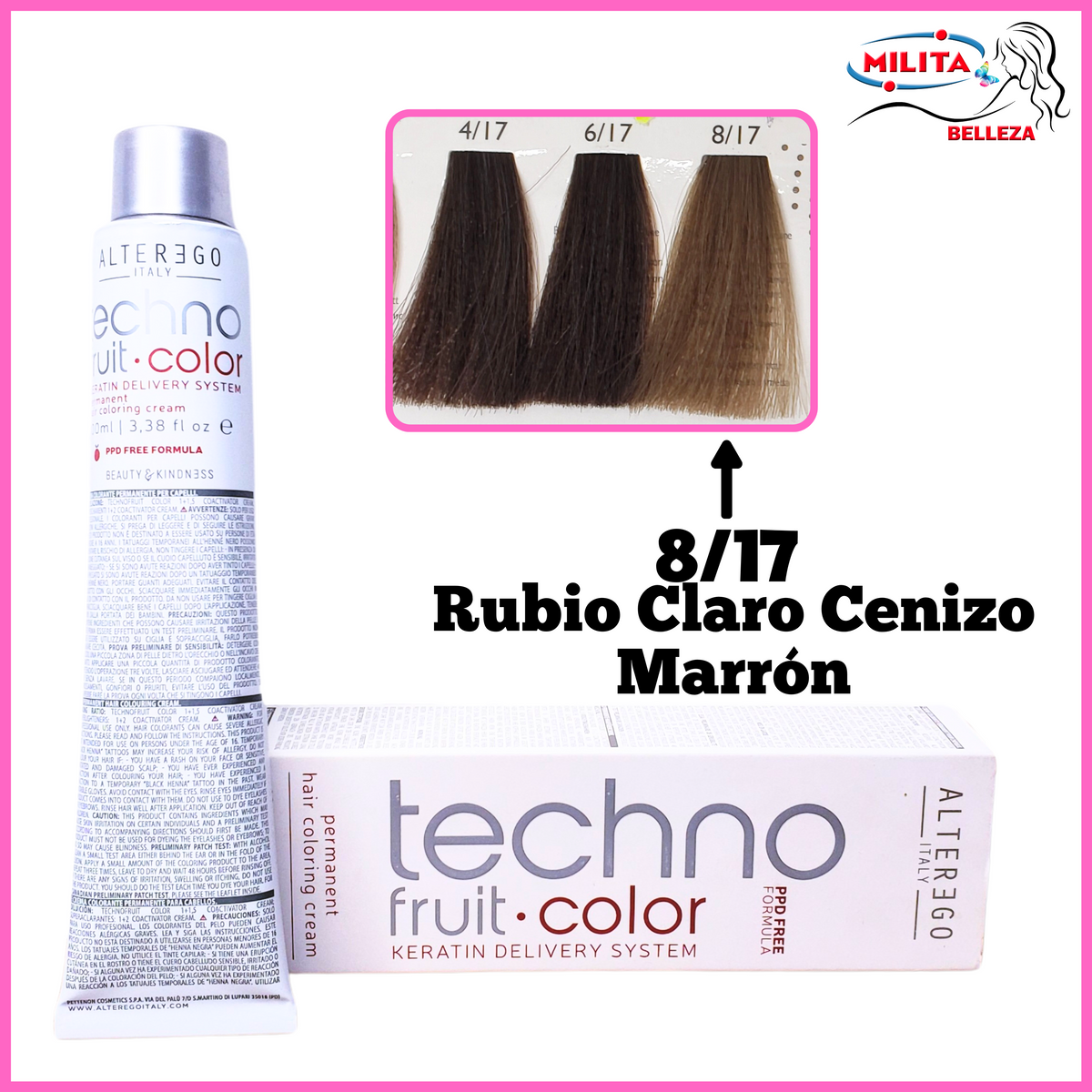 Tintes - Tinte ALTEREGO 8/17 Rubio Claro Cenizo Marrón