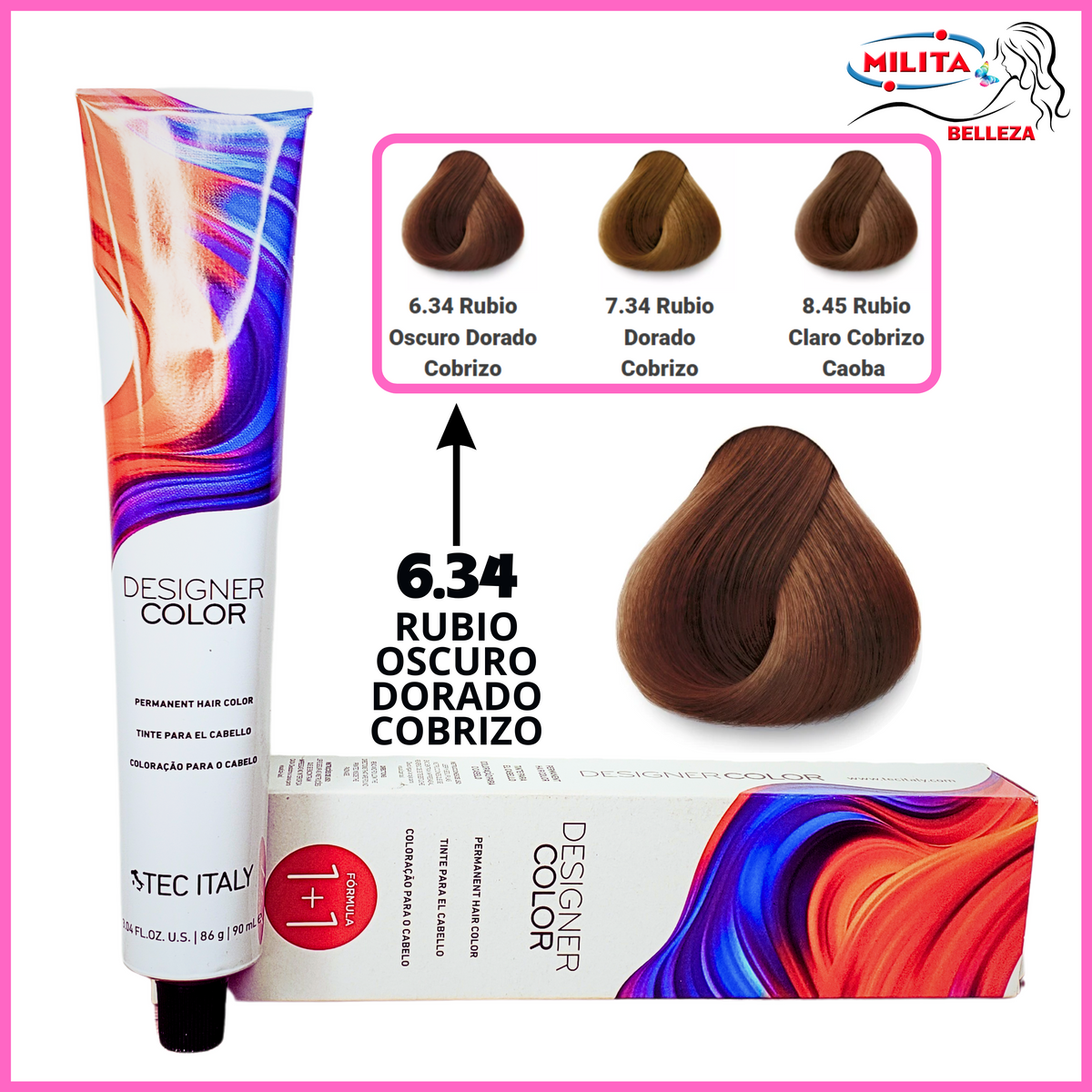 Tintes - Tinte Tec Italy Designer Color 6.34 Rubio Oscuro Dorado Cobrizo 90ml