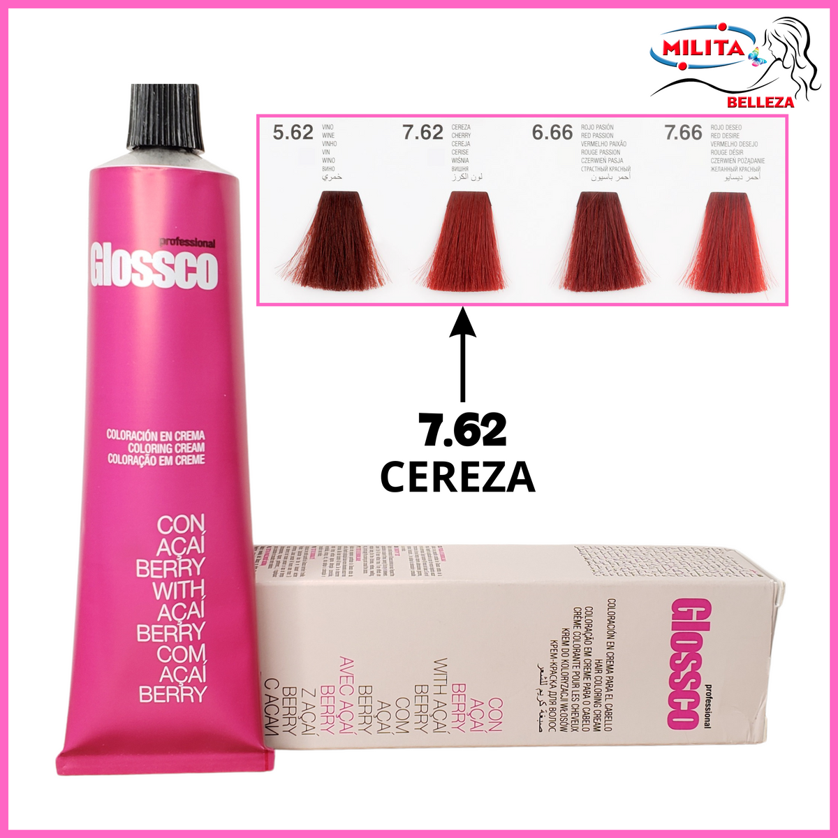 Tintes - Tinte Glossco 7.62 Cereza 100ml