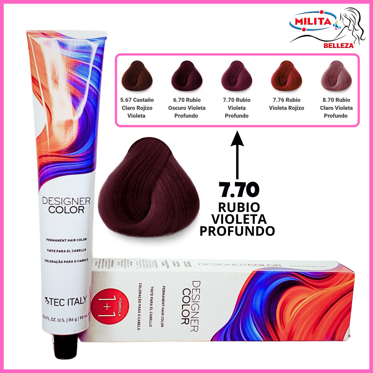Tintes - Tinte Tec Italy Designer Color 7.70 Rubio Violeta Profundo 90ml