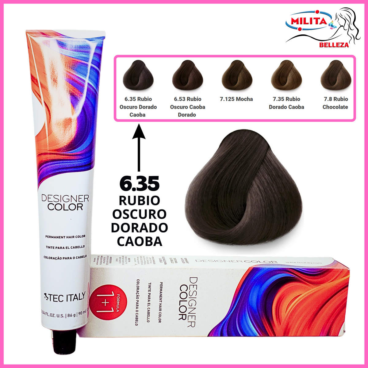 Tintes - Tinte Tec Italy Designer Color 6.35 Rubio Oscuro Dorado Caoba 90ml