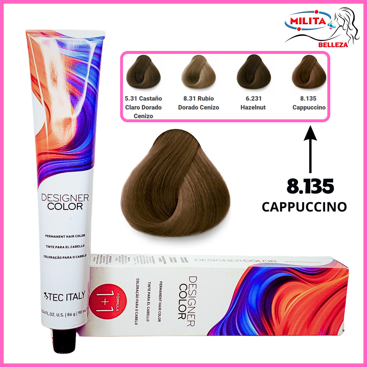 Tintes - Tinte Tec Italy Designer Color 8.135 Cappuccino 90ml