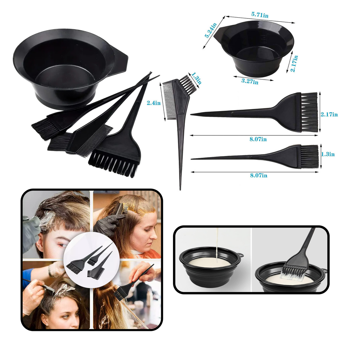Utensilios Para cabello - Set de 4pcs Para Aplicaciones de tinte