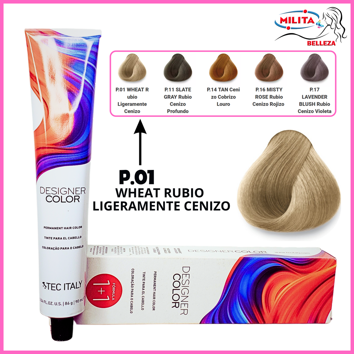 Tintes - Tinte Tec Italy Designer Color P.01 Whear Rubio Ligeramente Cenizo 90ml