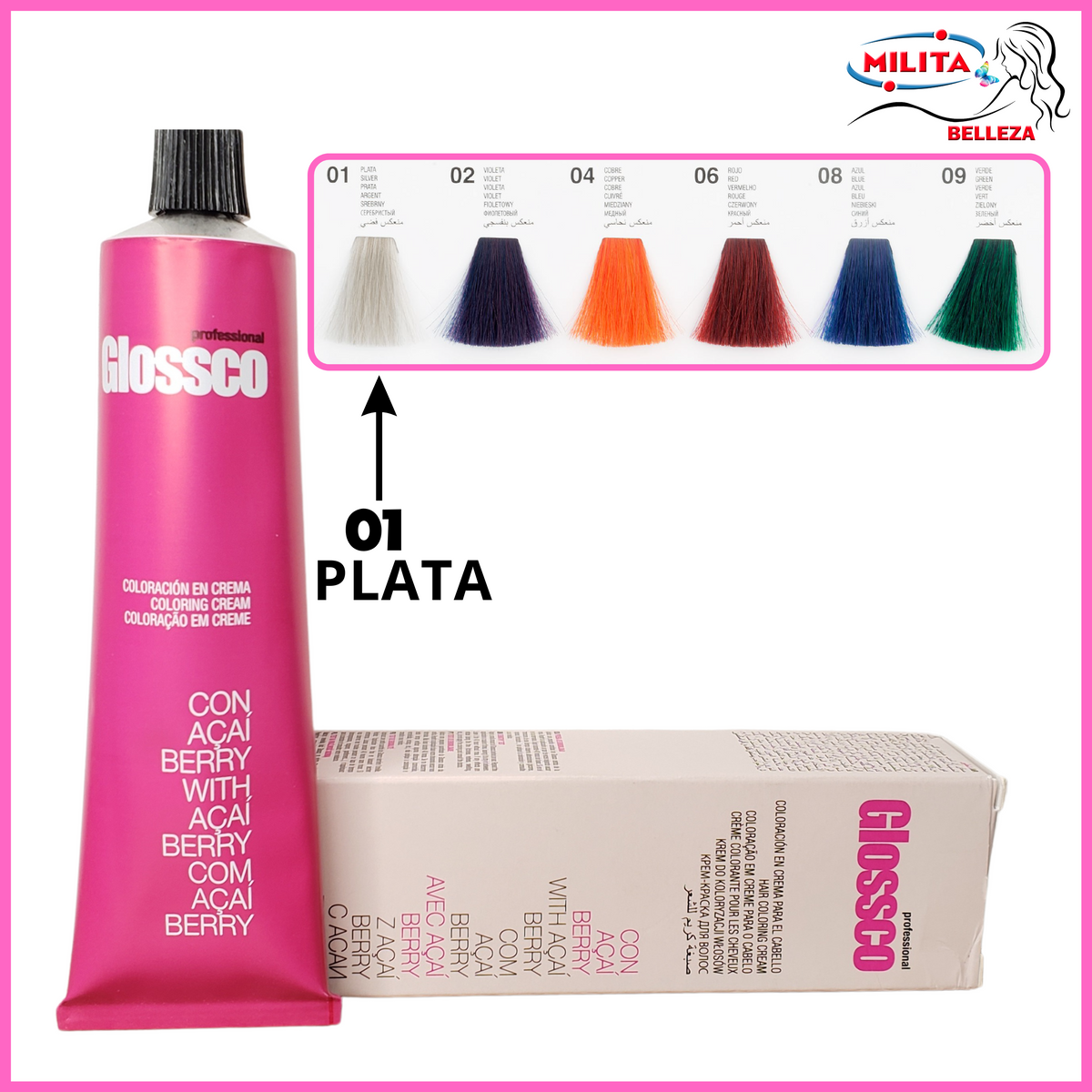 Tintes - Tinte Glossco 01 Plata 100ml