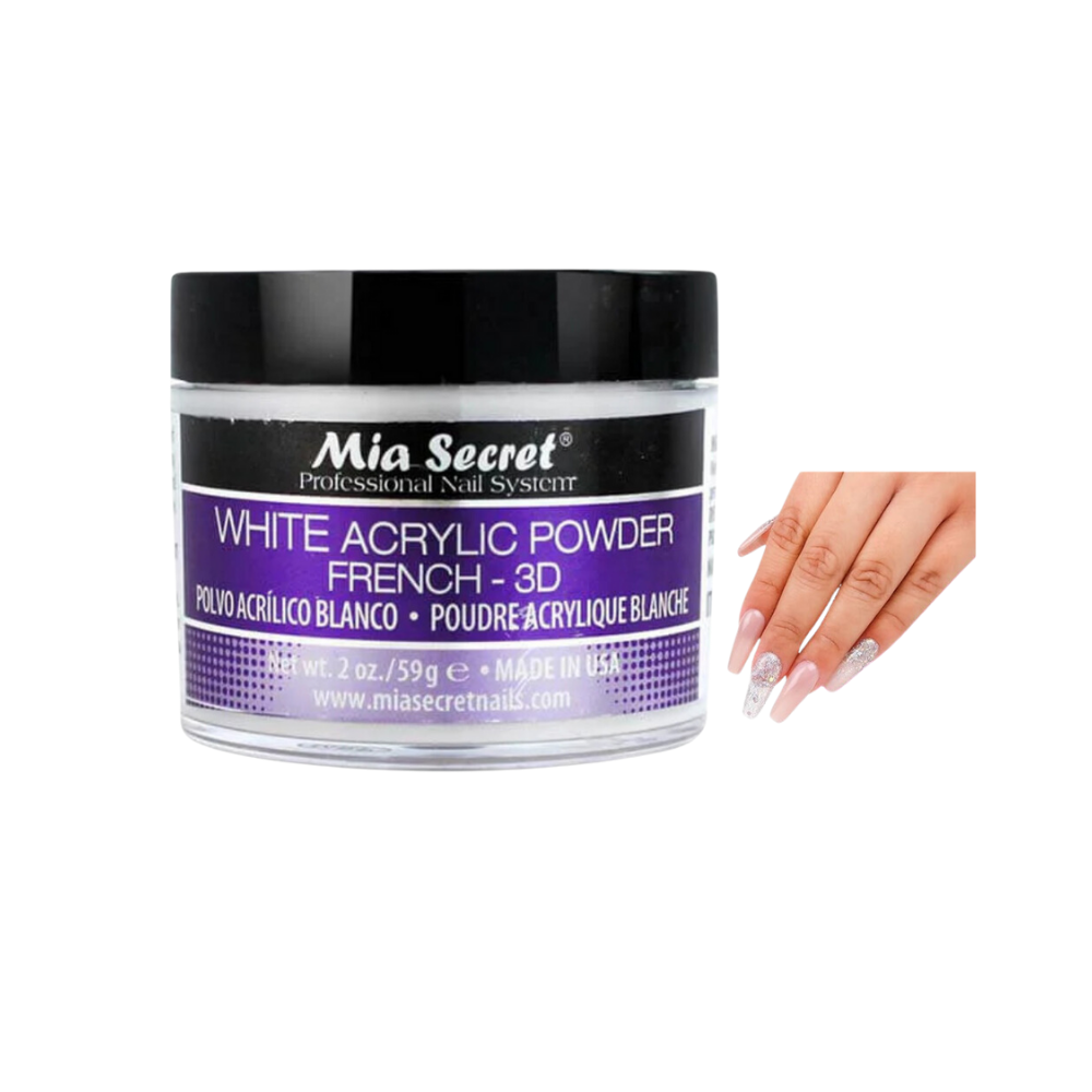 Manos y Pies - Acrílico Blanco Powder French-3D 2oz/59g Mia Secret