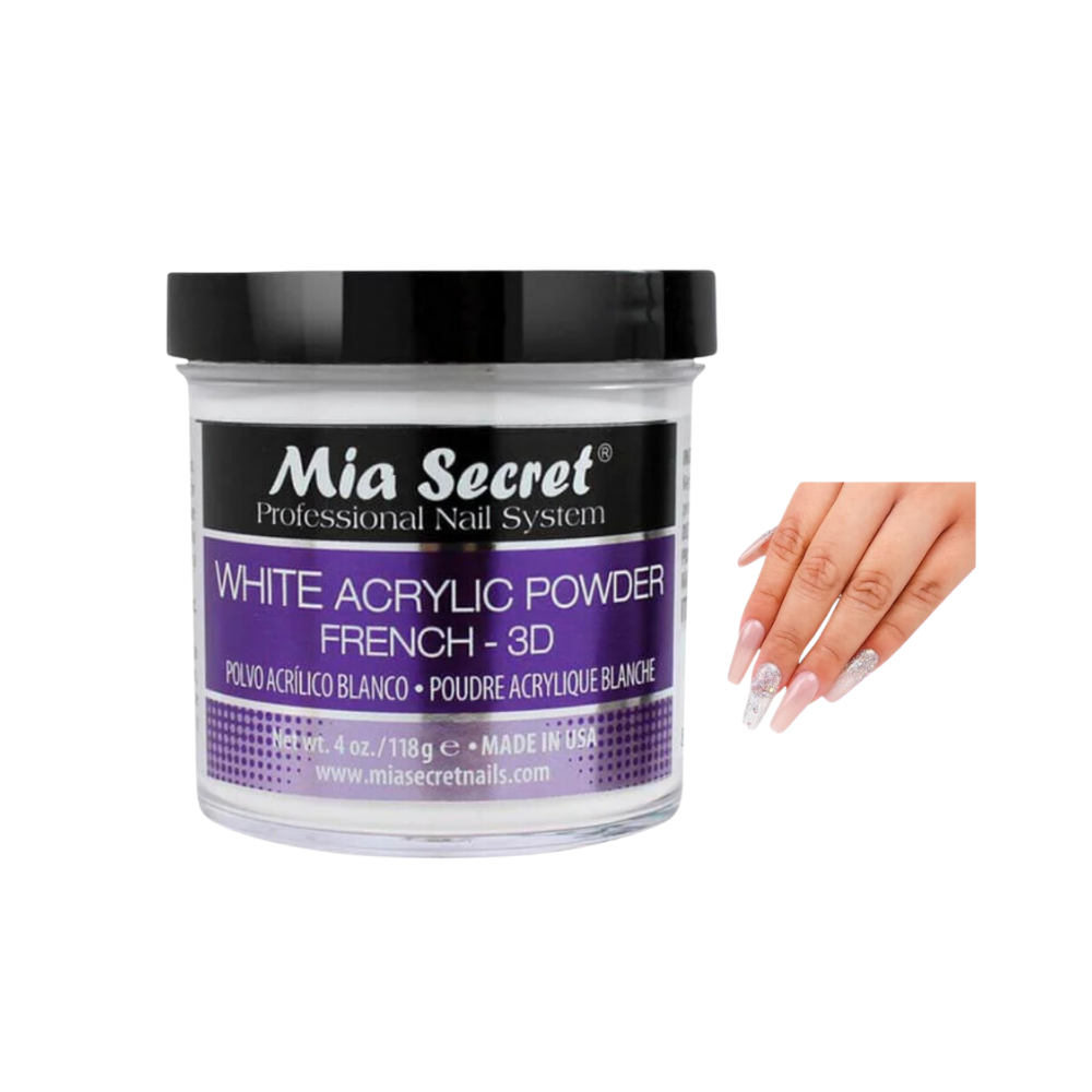 Manos y Pies - Acrílico Blanco Powder French-3D 4oz/118g Mia Secret