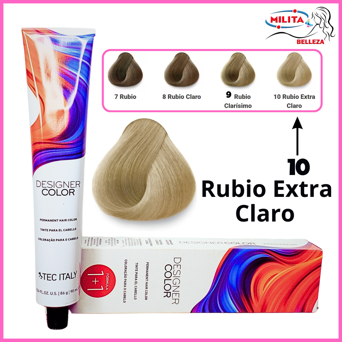 Tintes - Tinte Tec Italy Designer Color 10 Rubio Extra Claro 90ml