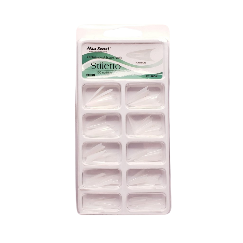 Manos y Pies - Kit 100 Nail Tips Stiletto Claer Mia Secret