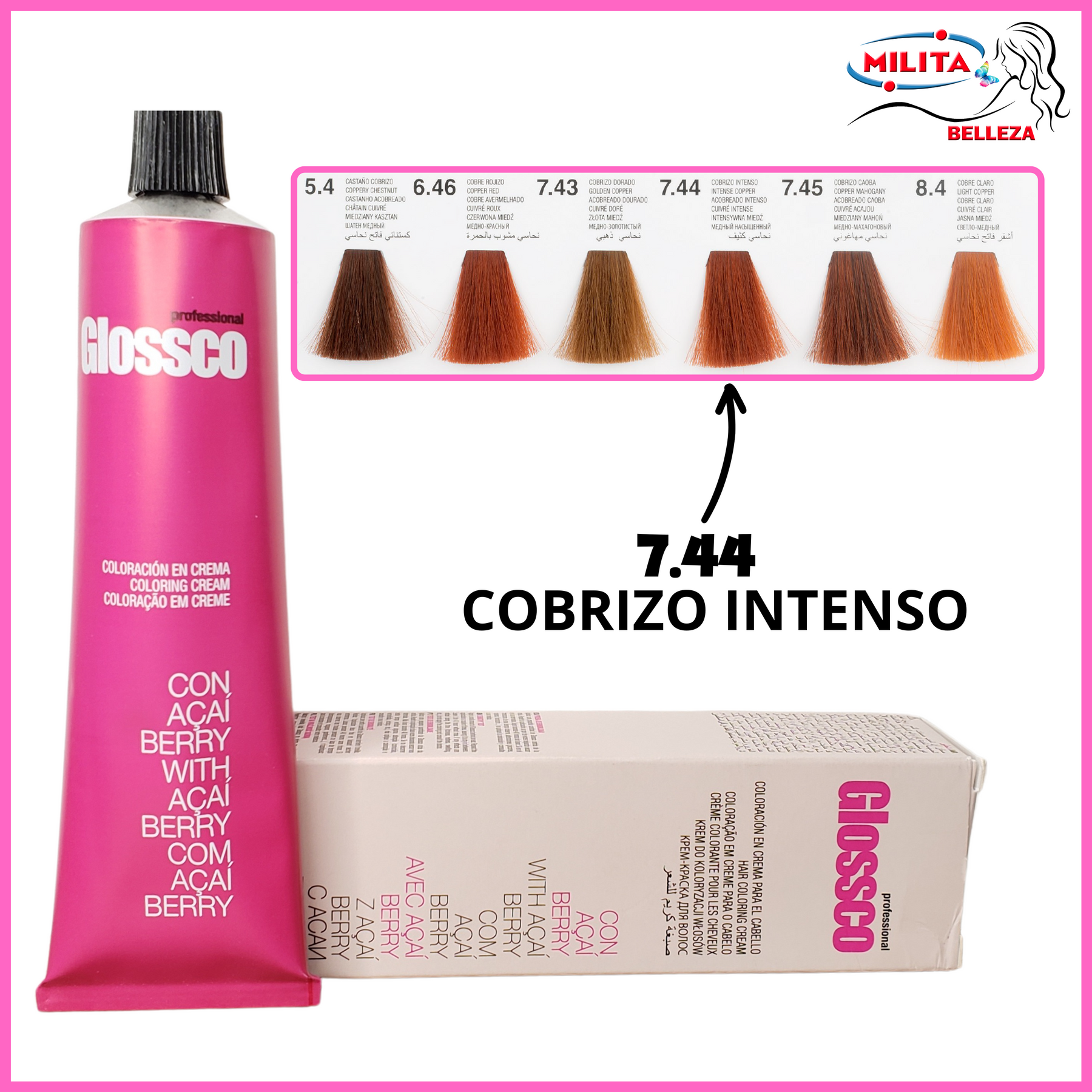 7 44 Tintes - Tinte Glossco 7.44 Cobrizo Intens 100ml