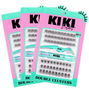 Kit de Pestañas Postizas Diy Cluster Incluida con Pinza y Pegamento - Kiki Lashes